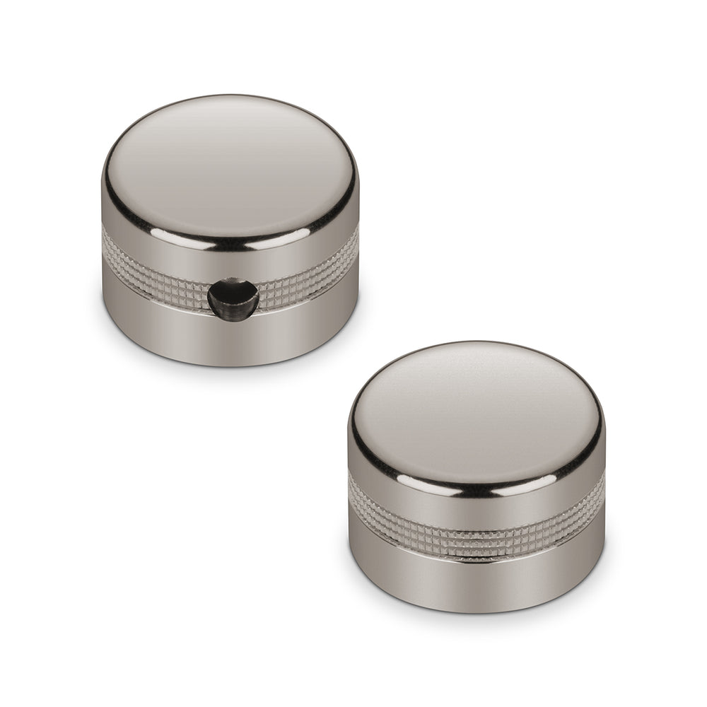 Schaller Germany Set of (2) 6mm Knurled Metal Speed Knobs, RUTHENIUM 15040600