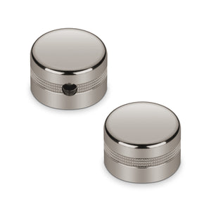 Schaller Germany Set of (2) 6mm Knurled Metal Speed Knobs, RUTHENIUM 15040600