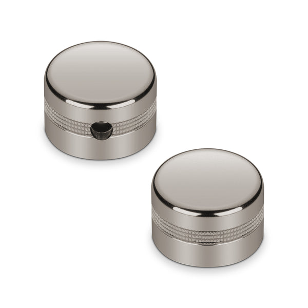 Schaller Germany Set of (2) 6mm Knurled Metal Speed Knobs, RUTHENIUM 15040600