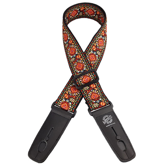 Lock-It Retro Vintage 2" Guitar Strap, Persian Light Red, LIS-065-PR