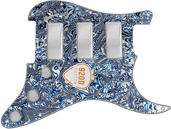 920D Fiesta Pickups Stadium Triple Mini-Humbucker Loaded Pickguard, Blue Shell
