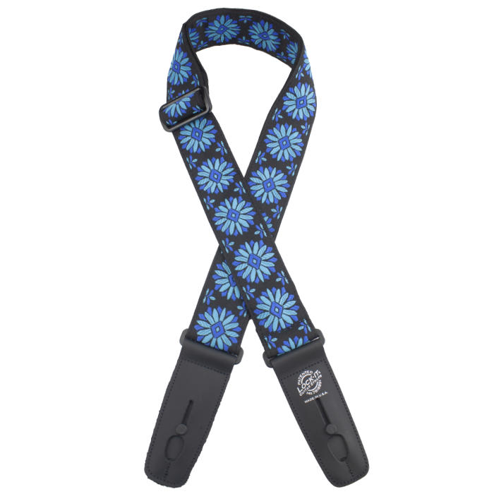 Lock-It Designer Series 2" Guitar Strap - Jacquard Blue Flower Burst