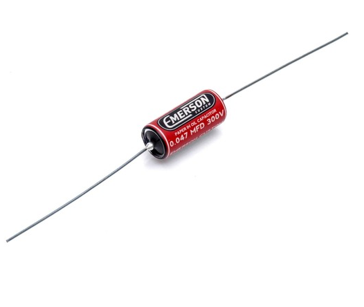 Emerson Custom USA .047 300v Paper In Oil Tone Capacitor, Red & Cream