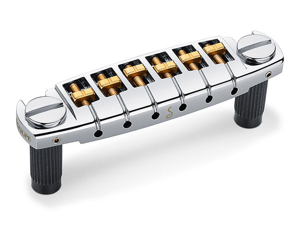 Schaller Germany Signum Wraparound Locking Guitar Bridge, CHROME w/Brass Saddles