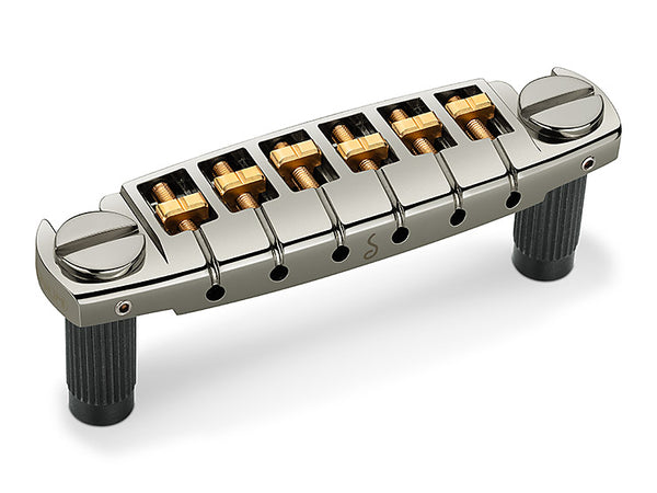 Schaller Germany Signum Wraparound Locking Bridge, RUTHENIUM w/Brass Saddles