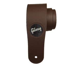 Thalia X Gibson Chocolate Italian Leather Guitar Strap w/ Ebony Pearl Logo Inlay