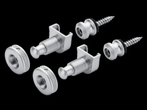 Genuine Schaller SATIN CHROME S-Lock Guitar Strap Locks Pair/Set, Made in Germany