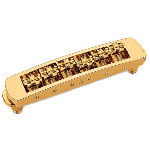 Schaller Germany STM Roller Bridge for Les Paul Guitar, GOLD w/ Brass Saddles