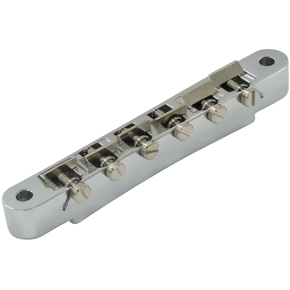 Advanced Plating ABR-1 Wired Bridge w/ Plated Brass Saddles for Gibson, CHROME