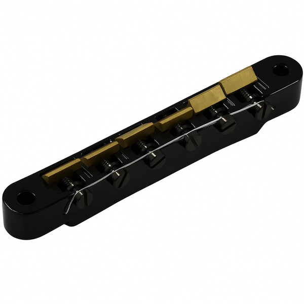Advanced Plating ABR-1 Wired Bridge w/ Raw Brass Saddles for Gibson, BLACK