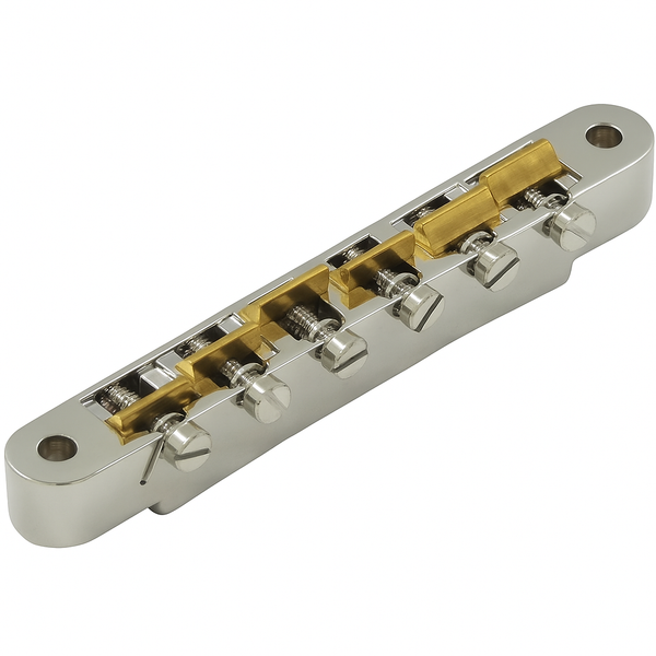 Advanced Plating ABR-1 Wired Bridge w/ Raw Brass Saddles for Gibson, NICKEL