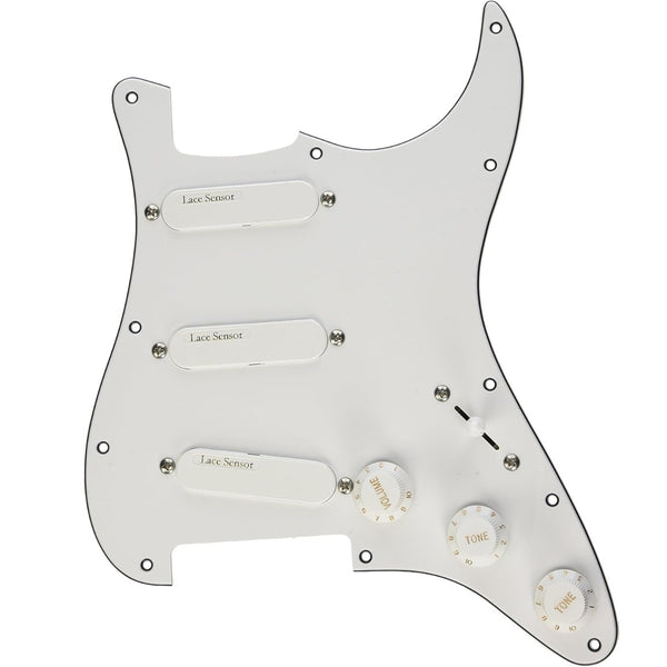 Lace Sensor Triple Gold Loaded Pickguard for Strat, WHITE, 21042