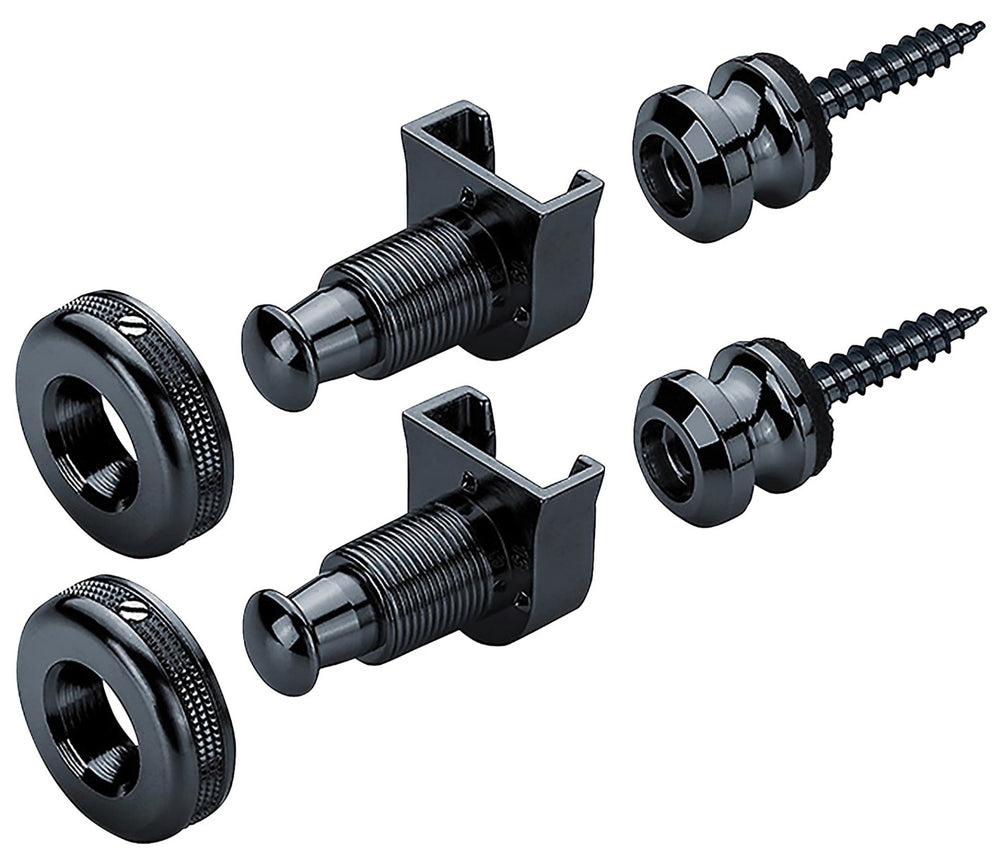 Genuine Schaller BLACK S-Lock Guitar Strap Locks Pair/Set, Made in Germany