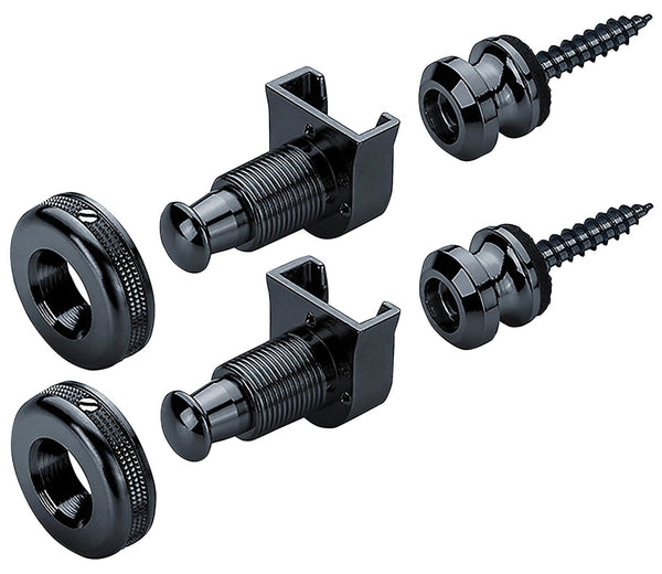 Genuine Schaller BLACK S-Lock Guitar Strap Locks Pair/Set, Made in Germany