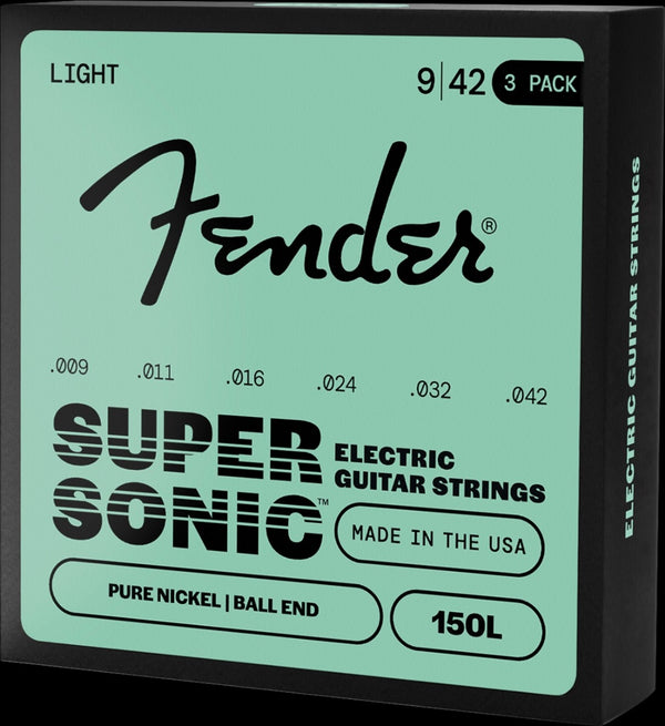 3-PACK of Fender 150L Pure-Nickel Electric Guitar Strings - LIGHT 9-42