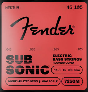Fender 7250M NPS Roundwound Electric Bass Strings, Long-Scale MEDIUM 45-105