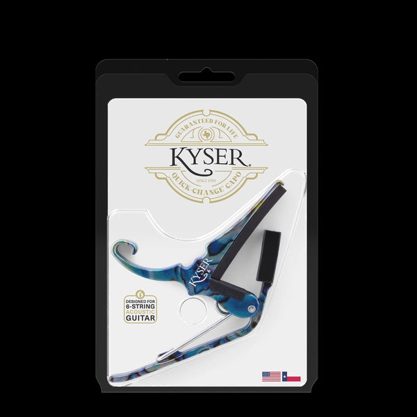 Kyser Quick-Change Capo, Abalone for 6-String Acoustic Guitar, USA Made, KG6ABA