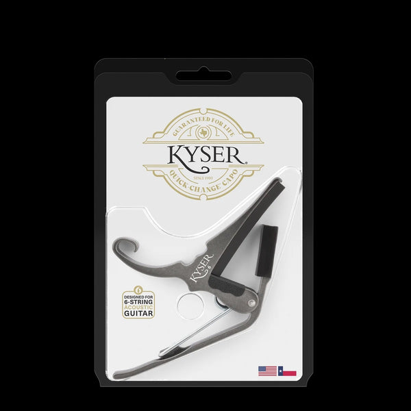Kyser Quick-Change Capo, Black Chrome, for 6-String Acoustic Guitar, USA, KG6BCA