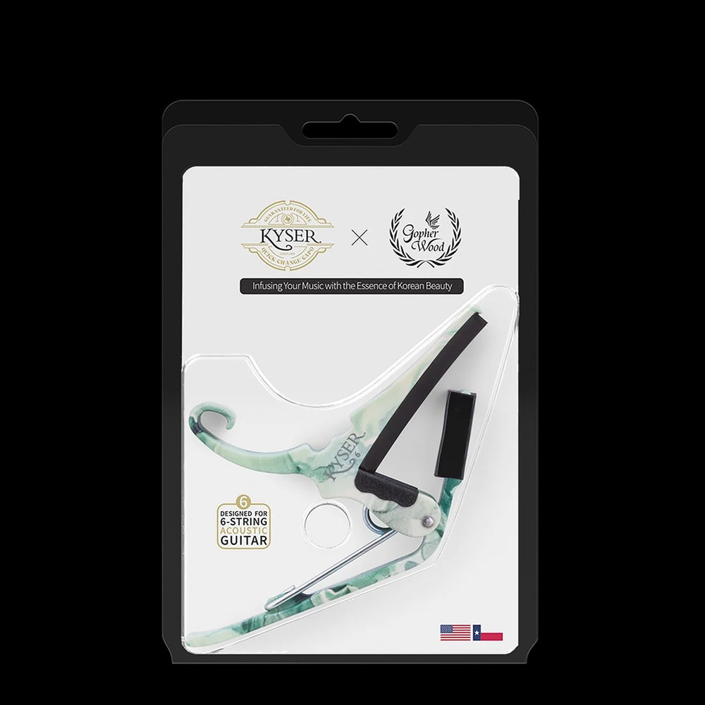 Kyser X Gopherwood Celadon Capo for 6-String Acoustic Guitar, USA Made, KG6GWCA