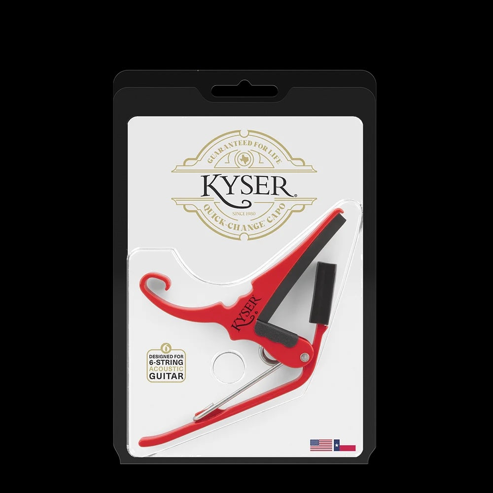 Kyser Quick-Change Capo, Liptsick Red, for 6-String Acoustic Guitar, USA, KG6LRA