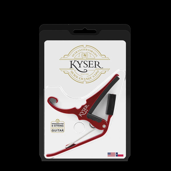 Kyser Quick-Change Capo, Red, for 6-String Acoustic Guitar, USA, KG6RA