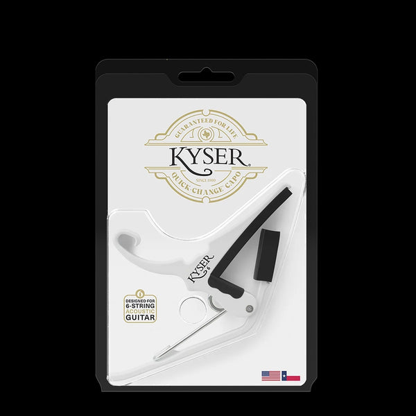 Kyser Quick-Change Capo, White, for 6-String Acoustic Guitar, USA, KG6WA