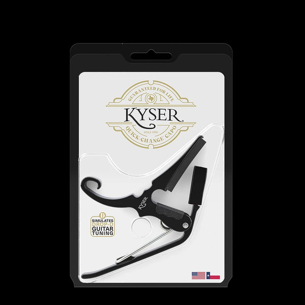 Kyser Quick-Change Dop-D Capo, Black, for 6-String Acoustic Guitar, USA, KGDBA