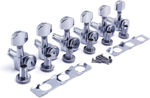 Hipshot Vintage Grip-Lock Staggered Locking Tuners 6 Inline Chrome 6K1VEL0C-STAG