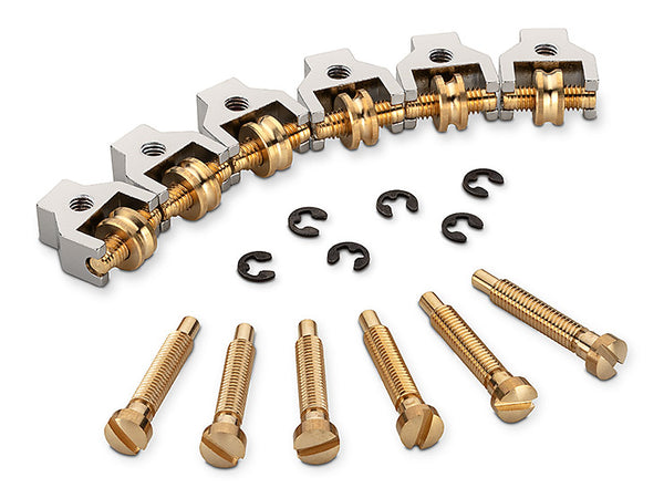 Schaller Germany STM Roller Bridge Saddles, Pure Sound Brass, Nickel, Set of 6