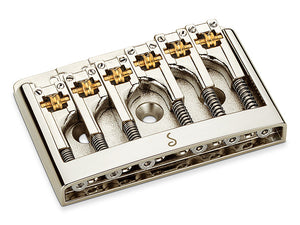 Schaller Germany 3D6 6-String Flatmount Roller Guitar Bridge, NICKEL 12120100