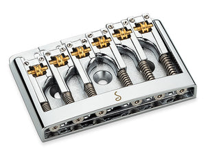 Schaller Germany 3D6 6-String Flatmount Roller Guitar Bridge, CHROME 12120200