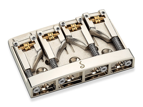 Schaller Germany 3D4 4-String Flatmount Roller Bass Bridge, NICKEL 12130100