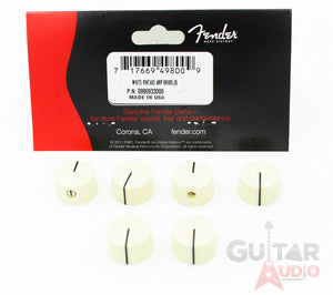 Genuine Fender "Radio" Amplifier/Amp Control Knobs - Vintage White - Set of 6