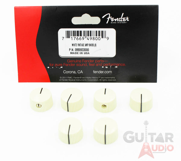 Genuine Fender "Radio" Amplifier/Amp Control Knobs - Vintage White - Set of 6