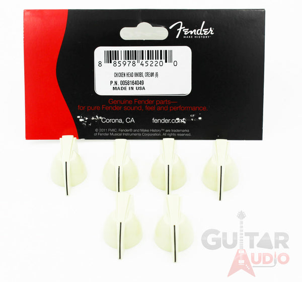 Genuine Fender Chicken Head Pointed Amplifier/Amp Control Knobs, Set of 6, CREAM