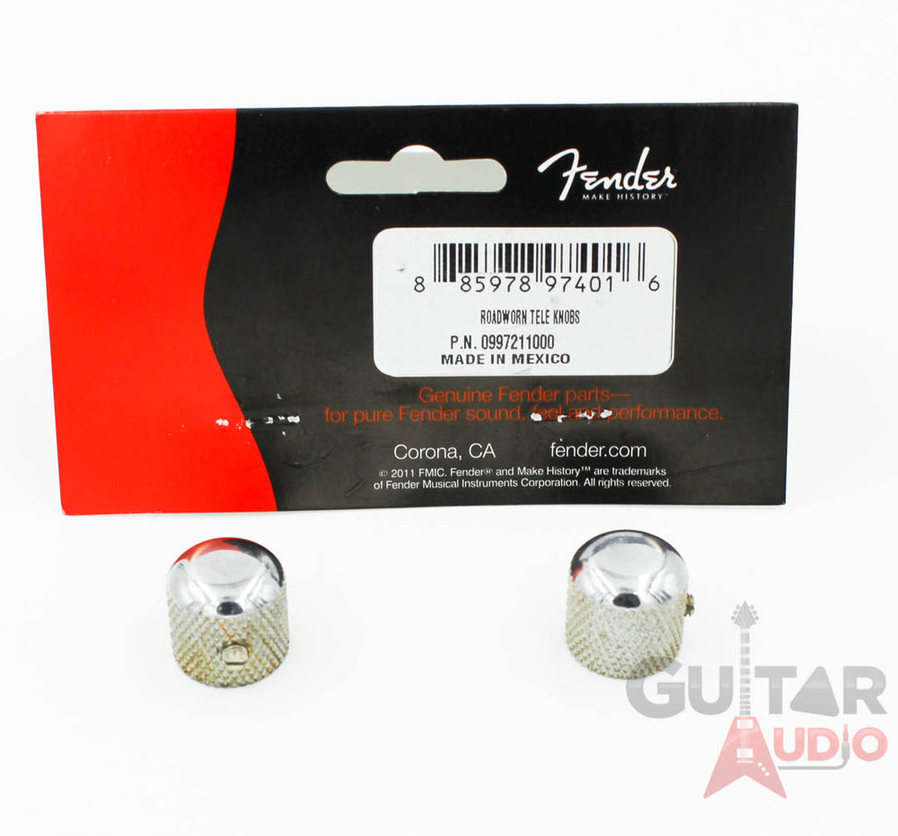 Genuine Fender Road Worn/Relic Aged Telecaster/Tele Chrome Metal Dome Knobs (2)