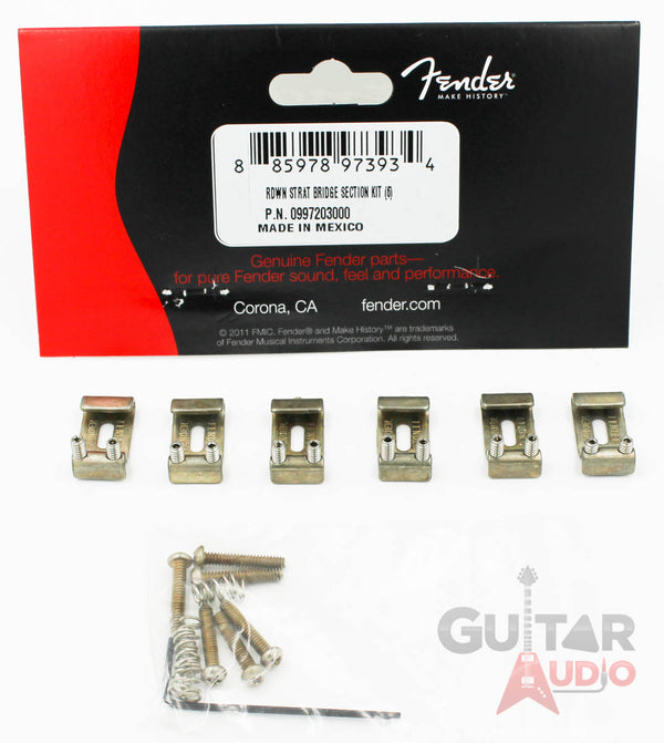 Genuine Fender ROAD WORN Relic Aged Nickel Strat/Stratocaster Bridge Saddles