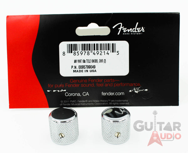 Genuine Fender Pure Vintage 60s Telecaster/Tele Knurled Barrel Metal Knobs