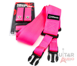 DiMarzio ClipLock Quick Release 2" Nylon Guitar Strap - NEON PINK, DD2200PK