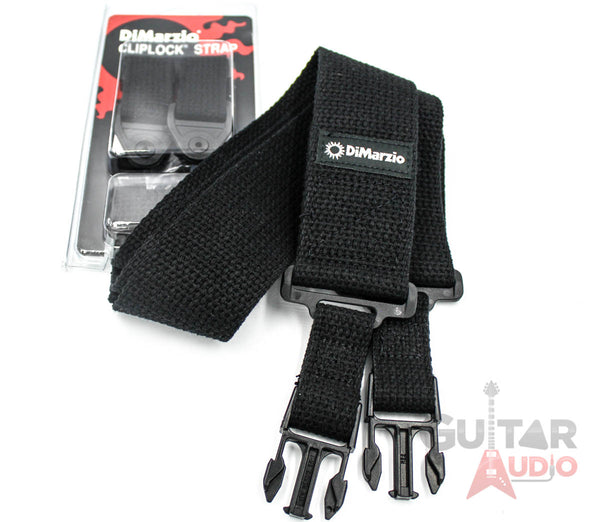 DiMarzio ClipLock Quick Release 2" Guitar Strap - BLACK COTTON, DD2200CBK