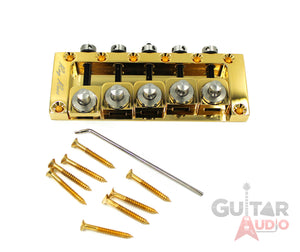 Ray Ross Saddle-Less/Saddleless 5-STRING 17mm Space Bass Bridge - GOLD, RRB517G