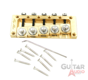 Ray Ross Saddle-Less/Saddleless 5-STRING 17mm Space Bass Bridge - BRASS, RRB517R