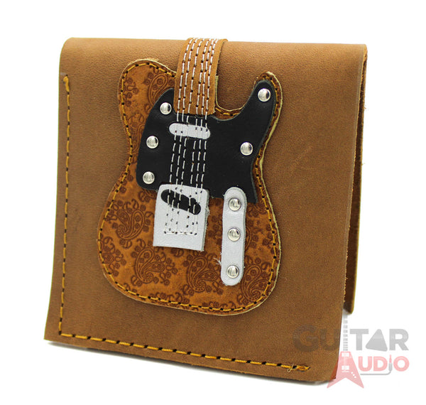 AXE HEAVEN Genuine Leather Brown Embossed Paisley Electric Guitar Wallet Gift