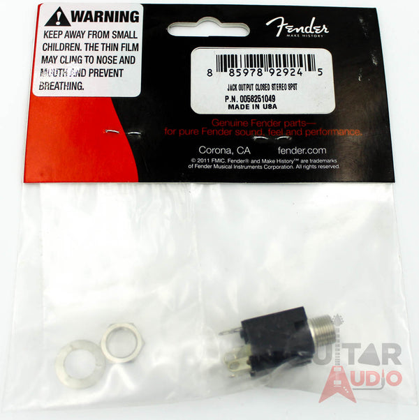 Genuine Fender 1/4" Closed STEREO Guitar Output Jack, SPST 005-8251-049