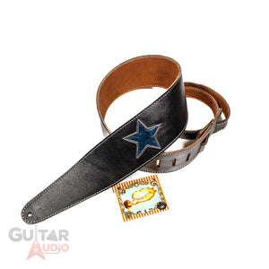 Henry Heller Leather Star Series, 2" Wide Guitar Strap, Black