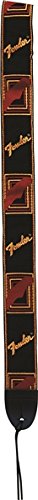 Genuine Fender 2" Monogrammed Adjustable Guitar Strap w/ Logo, Black/Yellow/Red