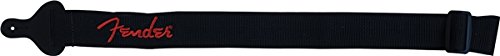 Genuine Fender 2" Black Poly Adjustable Guitar Strap with Red Fender Logo