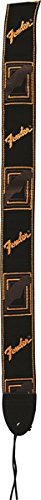 Genuine Fender 2" Monogrammed Adjustable Guitar Strap w/Logo, Black/Yellow/Brown