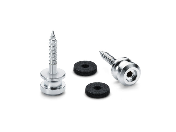 Genuine Schaller Germany S-Lock Straplock Replacement Buttons Pair, SATIN CHROME