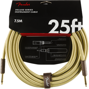 Fender Deluxe TWEED Electric Guitar/Instrument Cable, Straight Ends, 25' ft